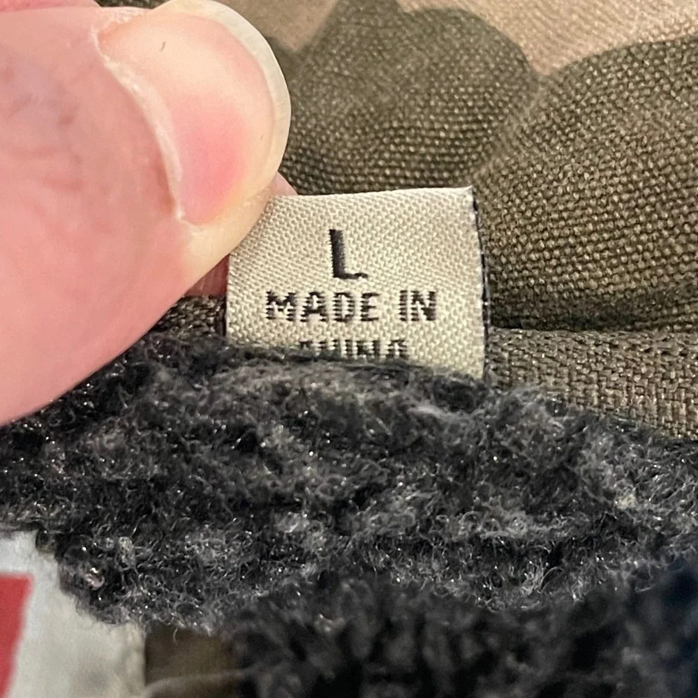 Levis Mens Camo Sherpa Lined Trucker Jacket BROKEN ZIPPER Workwear Military (L) - Picture 10 of 15
